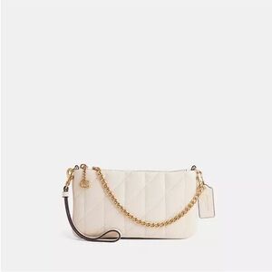 Coach quilted leather wristlet in chalk / gold